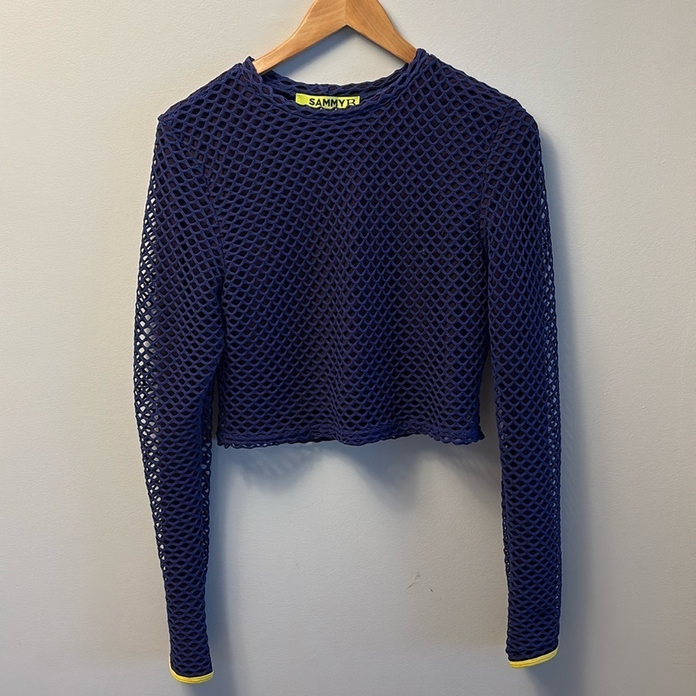 NWT Sammy B Fishnet Purple Long Sleeve Crop Size XL